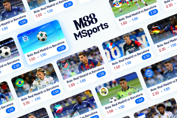 Antarmuka M88 MSports yang modern dengan berbagai pertandingan olahraga live dan odds yang ditampilkan